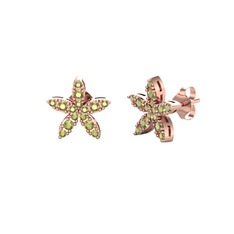 Peridot 14 ayar rose altın küpe