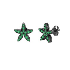 Yasemin Çiçeği Küpe - Yeşil kuvars 925 ayar siyah rodyum kaplama gümüş küpe #lpzo4a