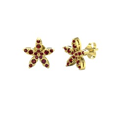 Yasemin Çiçeği Küpe - Garnet 18 ayar altın küpe #x6cv6h