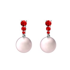 Pembe inci ve garnet 925 ayar gümüş küpe