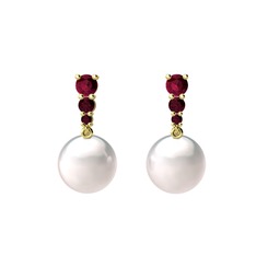 Inci ve kök yakut 925 ayar altın kaplama gümüş küpe