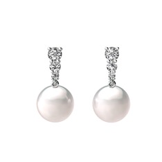 Nil Damlası İnci Küpe - Inci ve swarovski 18 ayar beyaz altın küpe #1y3i4cg