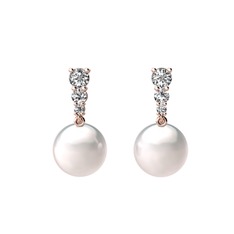 Nil Damlası İnci Küpe - Inci ve swarovski 8 ayar rose altın küpe #61alkl