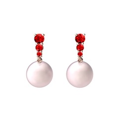 Pembe inci ve garnet 8 ayar rose altın küpe