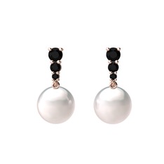 Nil Damlası İnci Küpe - Inci ve siyah zirkon 14 ayar rose altın küpe #jsd5fs