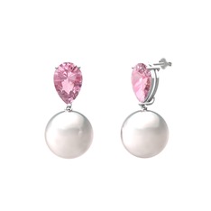 Inci ve pembe kuvars 925 ayar gümüş küpe