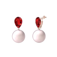 Pembe inci ve garnet 14 ayar rose altın küpe