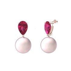 Pembe inci ve rodolit garnet 14 ayar rose altın küpe