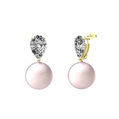 Loi İnci Küpe - Pembe inci ve swarovski 925 ayar altın kaplama gümüş küpe #c9x5uf