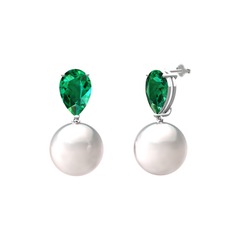 Loi İnci Küpe - Inci ve yeşil kuvars 14 ayar beyaz altın küpe #kdhlgb