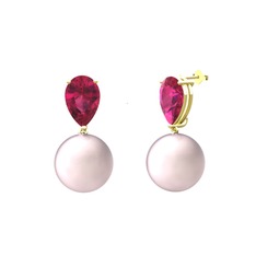 Pembe inci ve rodolit garnet 8 ayar altın küpe
