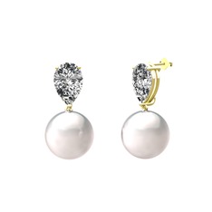 Loi İnci Küpe - Inci ve beyaz zirkon 925 ayar altın kaplama gümüş küpe #wurpoo