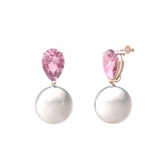 Inci ve pembe kuvars 925 ayar rose altın kaplama gümüş küpe