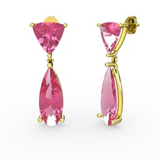 Pembe kuvars 8 ayar altın küpe