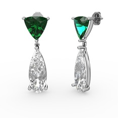 Arowana Küpe - Yeşil kuvars ve swarovski 18 ayar beyaz altın küpe #156wixk