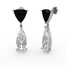 Arowana Küpe - Siyah zirkon ve swarovski 18 ayar beyaz altın küpe #15jubid