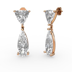 Beyaz zirkon ve swarovski 925 ayar rose altın kaplama gümüş küpe