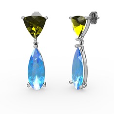 Peridot ve akuamarin 925 ayar gümüş küpe