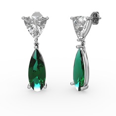 Swarovski ve yeşil kuvars 925 ayar gümüş küpe
