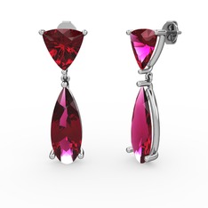 Arowana Küpe - Rodolit garnet 18 ayar beyaz altın küpe #1i8dvqu