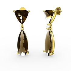 Arowana Küpe - Dumanlı kuvars 14 ayar altın küpe #1tbq3ih