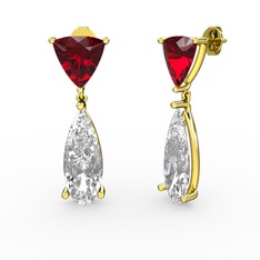 Garnet ve swarovski 925 ayar altın kaplama gümüş küpe