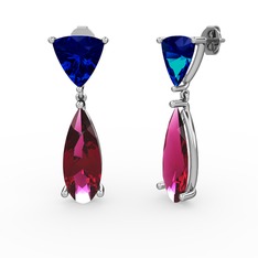 Arowana Küpe - Lab safir ve rodolit garnet 925 ayar gümüş küpe #1w0tf1m