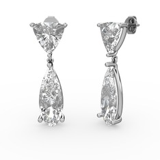 Arowana Küpe - Swarovski ve beyaz zirkon 8 ayar beyaz altın küpe #1xdggwy
