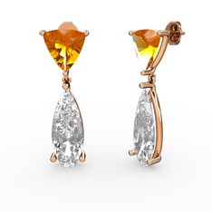 Arowana Küpe - Sitrin ve swarovski 925 ayar rose altın kaplama gümüş küpe #1y4ln5n