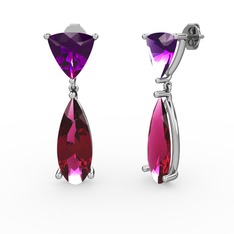 Arowana Küpe - Ametist ve rodolit garnet 925 ayar gümüş küpe #22w58y