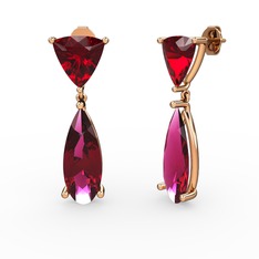 Garnet ve rodolit garnet 8 ayar rose altın küpe