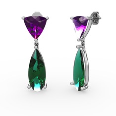 Arowana Küpe - Ametist ve yeşil kuvars 925 ayar gümüş küpe #8jxg95