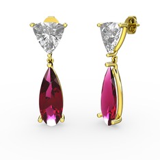 Arowana Küpe - Swarovski ve rodolit garnet 14 ayar altın küpe #f2hyqf