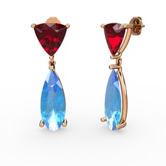 Arowana Küpe - Garnet ve akuamarin 14 ayar rose altın küpe #jvijcu
