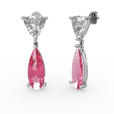 Arowana Küpe - Swarovski ve pembe kuvars 925 ayar gümüş küpe #kimog3