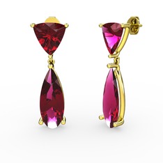 Arowana Küpe - Rodolit garnet 18 ayar altın küpe #p3us0c