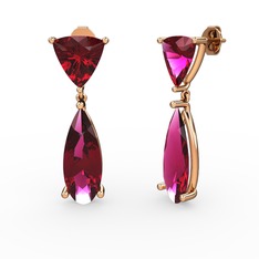 Arowana Küpe - Rodolit garnet 8 ayar rose altın küpe #ptm89h