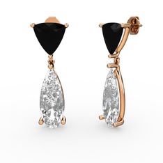 Arowana Küpe - Siyah zirkon ve beyaz zirkon 18 ayar rose altın küpe #qr2lhu