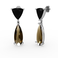 Arowana Küpe - Siyah zirkon ve dumanlı kuvars 925 ayar gümüş küpe #tbtk2t