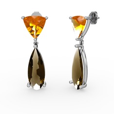 Arowana Küpe - Sitrin ve dumanlı kuvars 925 ayar gümüş küpe #uqxm6k