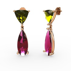 Arowana Küpe - Peridot ve rodolit garnet 925 ayar rose altın kaplama gümüş küpe #vkvs5n