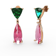 Arowana Küpe - Yeşil kuvars ve pembe kuvars 18 ayar rose altın küpe #zussrj