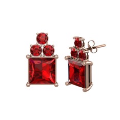 Garnet 18 ayar rose altın küpe