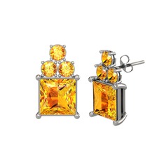 Areli Kare Küpe - Sitrin 925 ayar gümüş küpe #16iyygl