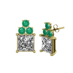 Areli Kare Küpe - Beyaz zirkon ve kök zümrüt 925 ayar altın kaplama gümüş küpe #192d5nq