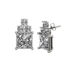 Areli Kare Küpe - Swarovski ve beyaz zirkon 18 ayar beyaz altın küpe #193bieh