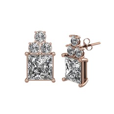 Swarovski ve beyaz zirkon 14 ayar rose altın küpe