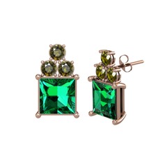 Yeşil kuvars ve peridot 925 ayar rose altın kaplama gümüş küpe