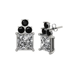 Swarovski ve siyah zirkon 18 ayar beyaz altın küpe