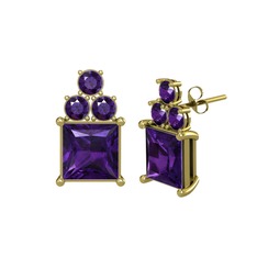 Areli Kare Küpe - Ametist 18 ayar altın küpe #1iubuy4